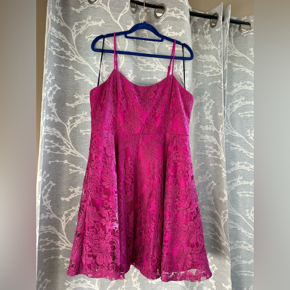 Magenta lace cocktail dress